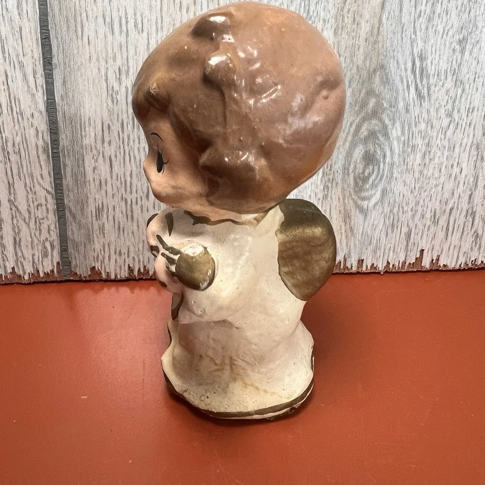 Vintage Christmas lark brand Angel with‎ guitar figurine kitschy